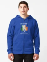 Slattery Ireland Irish house of shenanigans Zipped Blue Hoodie